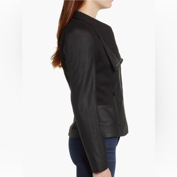 Via Spiga Black Leather Jacket with Streamlined Design - Picture 3 of 9